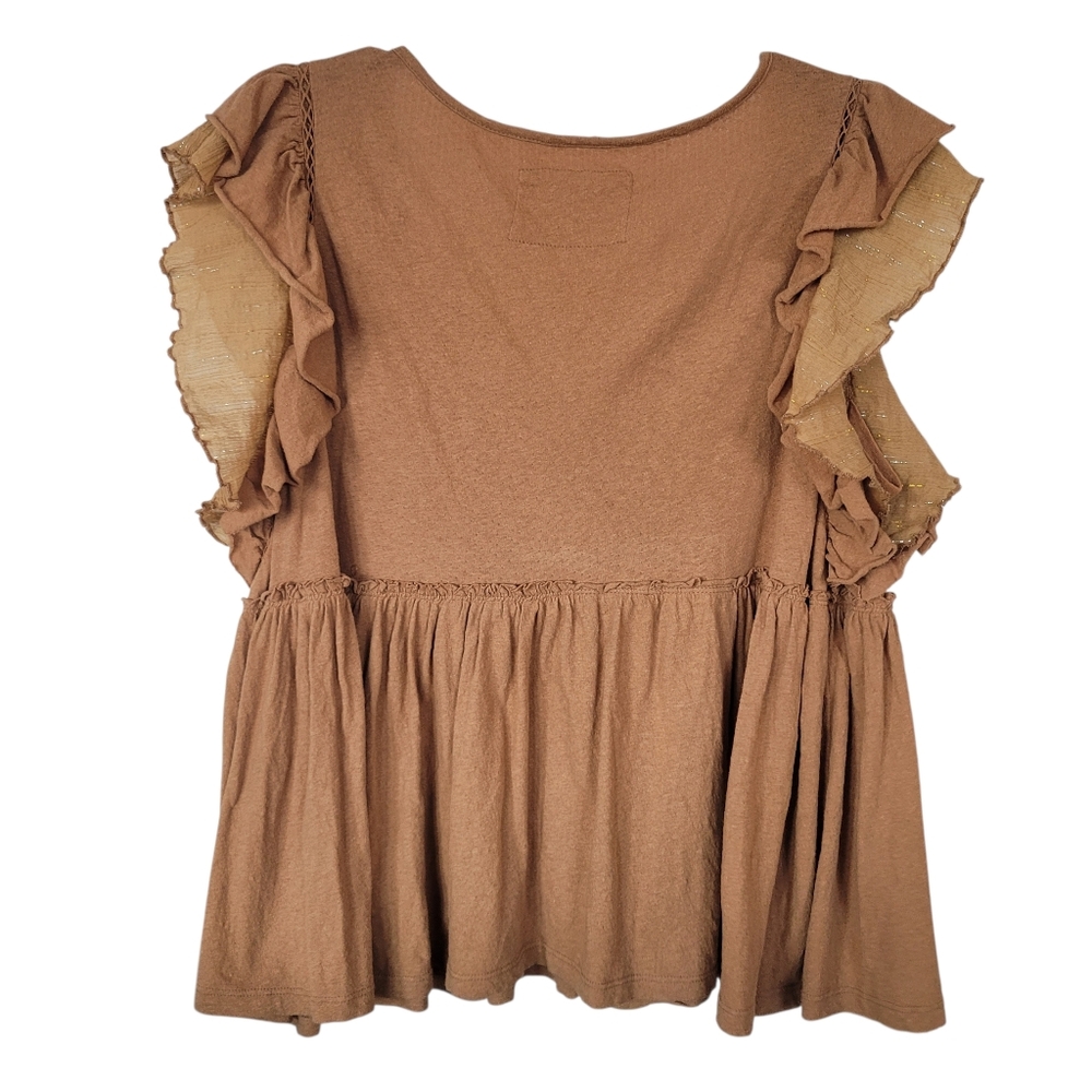 Anthropologie Large Caroline Ruffled Babydoll Top - Picture 3 of 5